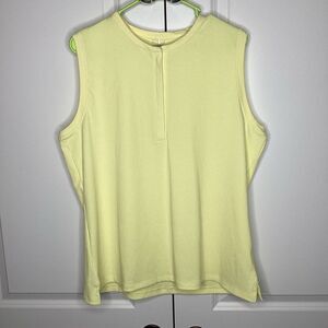 Ladies Calia Carrie Underwood 1/4 snap sleeveless Top lemon Chiffon yellow 2XL